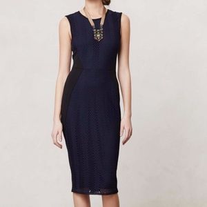Anthropologie Sheath Pencil Black and Navy dress